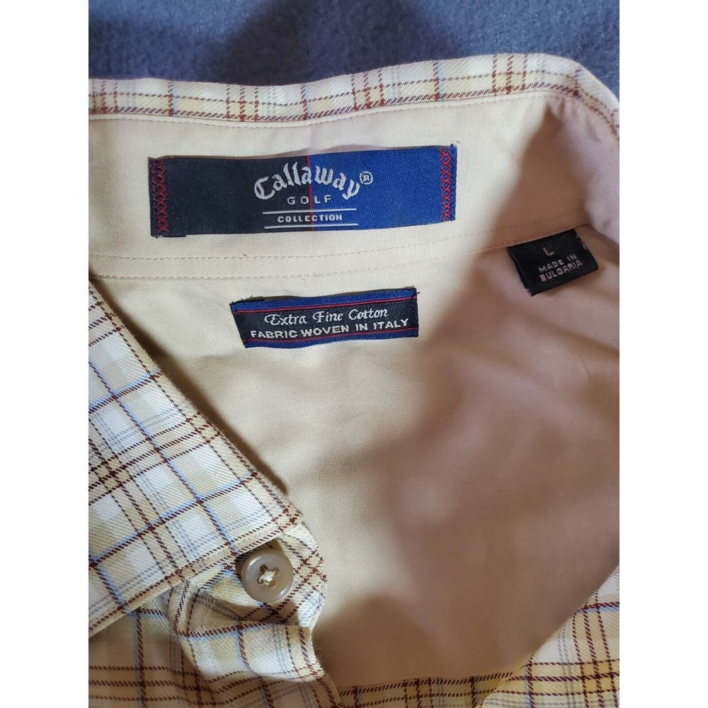 Callaway Golf Mens Button Down Shirt Extra Fine‎ Cotton Large Plaid
